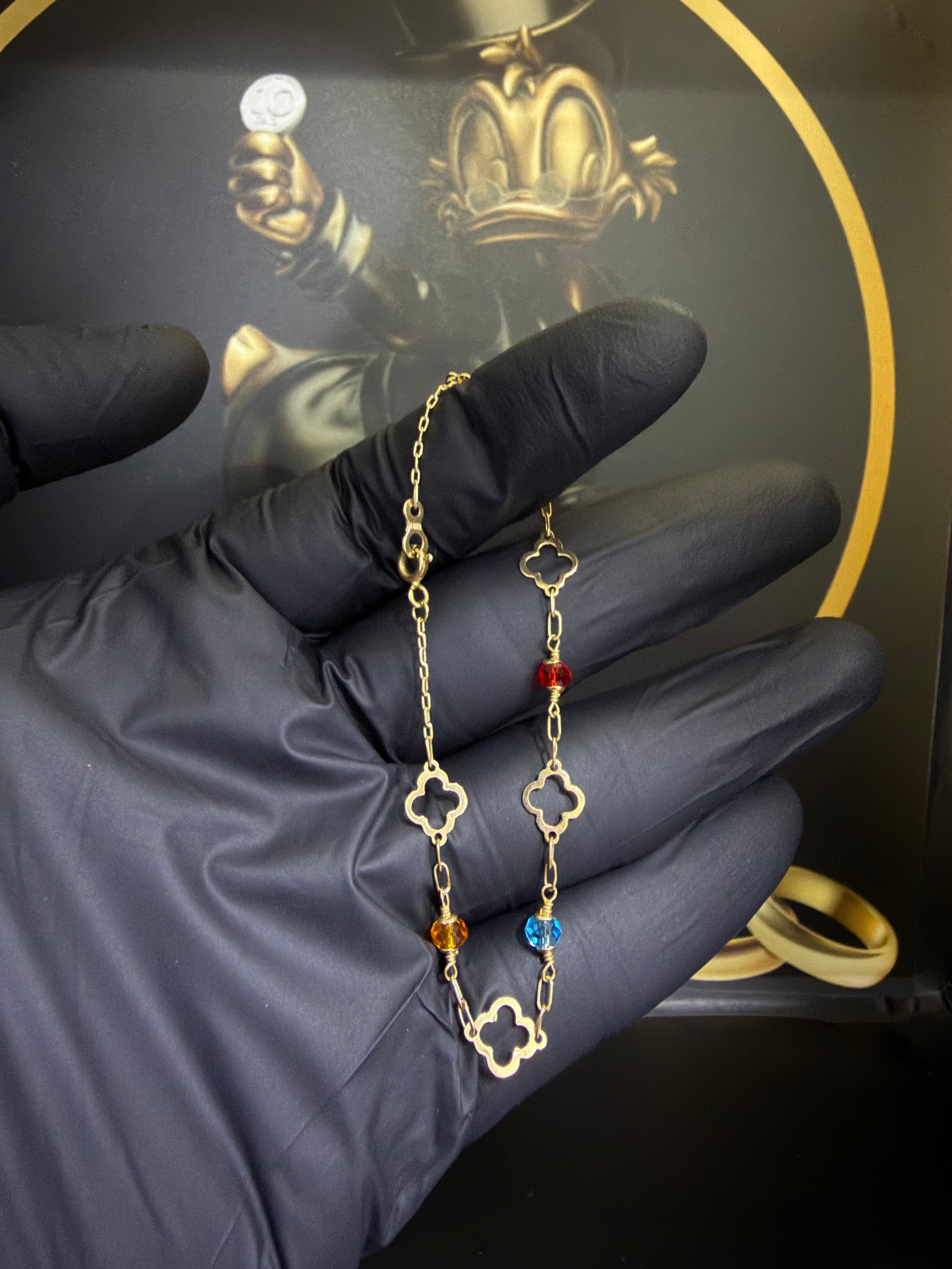 Pulsera Trébol Con Cristales coloridos